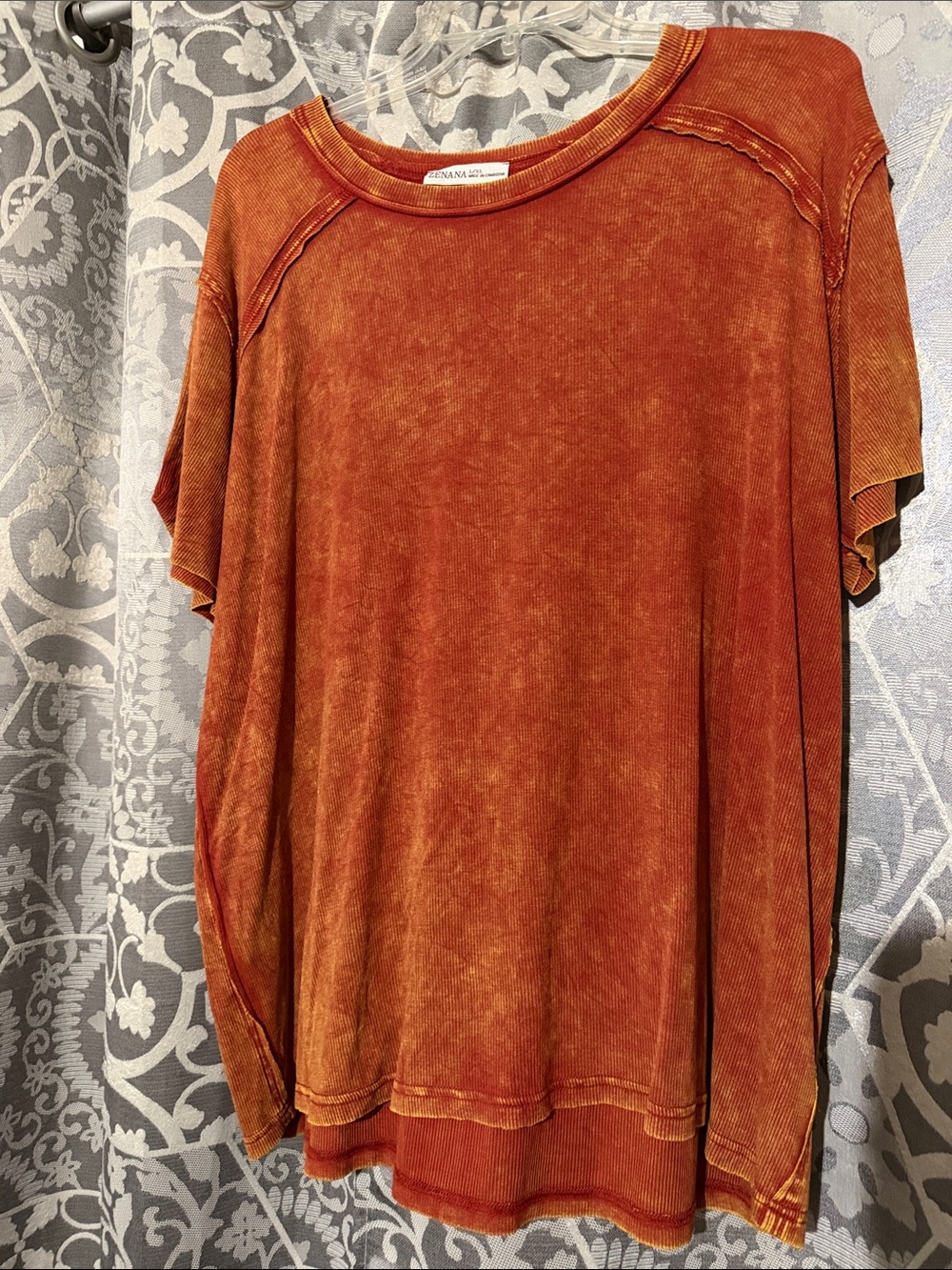 Zenana Outfitters Washed Rust Short Sleeve Top